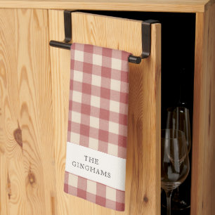 Rustic Red Gingham Modern Kerstmis Theedoek