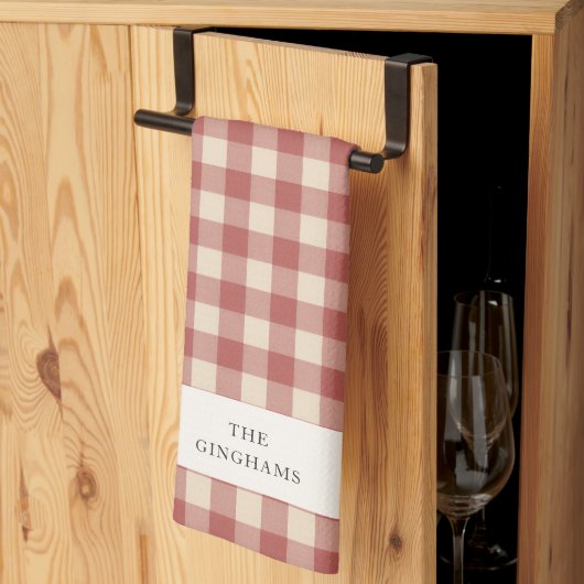 Rustic Red Gingham Modern Kerstmis Theedoek (Derde Gevouwen)