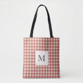 Rustic Red Gingham Modern Kerstmis Tote Bag (Voorkant)