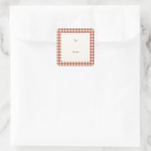 Rustic Red Gingham Modern Kerstmis Vierkante Sticker (Tas)