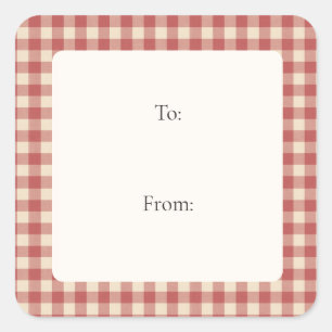 Rustic Red Gingham Modern Kerstmis Vierkante Sticker