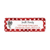 Rustic Red Gingham Noël Adress Etiket (Voorkant)