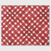 Rustic Red Gingham Noël Cadeaupapier (Vlak)