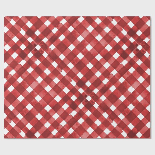 Rustic Red Gingham Noël Cadeaupapier (Vlak)