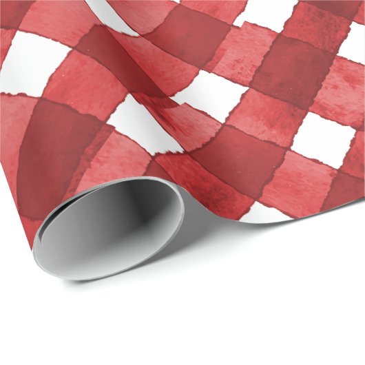 Rustic Red Gingham Noël Cadeaupapier (Rol Hoek)