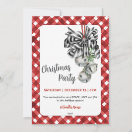 Rustic Red Gingham Noël Christmas Invitation Kaart