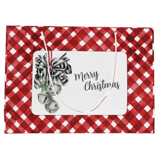 Rustic Red Gingham Noël Groot Cadeauzakje (Achterkant)
