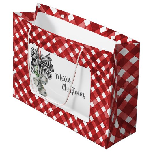 Rustic Red Gingham Noël Groot Cadeauzakje (Voorkant Gekanteld)