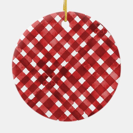 Rustic Red Gingham Noël Keramisch Ornament (Achterkant)