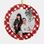 Rustic Red Gingham Noël Keramisch Ornament (Voorkant)
