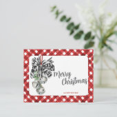 Rustic Red Gingham Noël Simple Briefkaart (Staand voorkant)