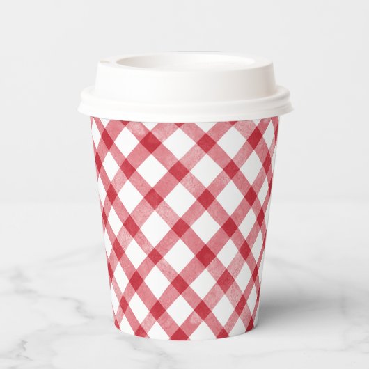 Rustic Red Gingham Papieren Bekers (Achterkant)