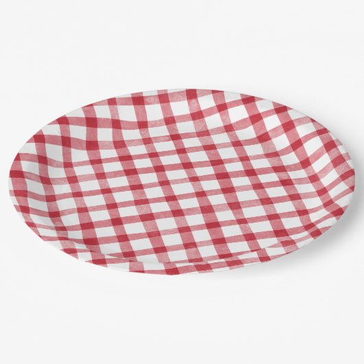 Rustic Red Gingham Papieren Bordje (Gekanteld)