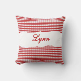 Rustic Red Gingham Personalized Name Kussen