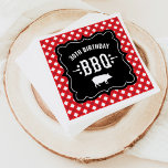 Rustic Red Gingham Pset 30th Birthday BBQ Servetten<br><div class="desc">Casual Roost BBQ met de naam verjaardagsluiers is voorzien van een zwart decoratief lijst,  westerne stijllettertypen,  steraccenten en een rood gingham tablecloth-geblindeerde rand. Pas het leeftijdsnummer aan.</div>