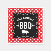 Rustic Red Gingham Pset 30th Birthday BBQ Servetten (Voorkant)
