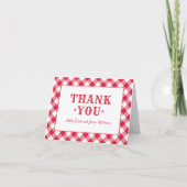 Rustic Red Gingham Pset Wedding Monogram Dank je Bedankkaart (Voorkant)