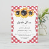 Rustic Red Gingham Sunflower Vrijgezellenfeest Kaart (Staand voorkant)