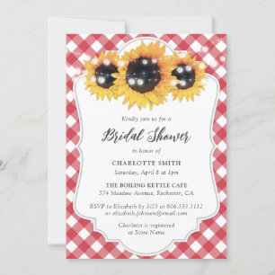 Rustic Red Gingham Sunflower Vrijgezellenfeest Kaart