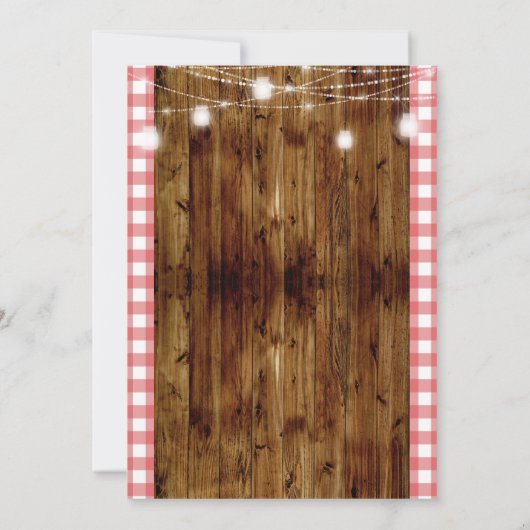 Rustic Red Gingham Vaderdag BBQ Uitnodiging (Achterkant)