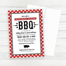 Rustic Red Gingham Wedding Rehearsal Dinner BBQ