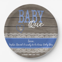 Rustic Red Gingham Wood Boy Baby shower BBQ