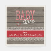 Rustic Red Gingham Wood Boy Baby shower BBQ Servetten (Voorkant)