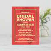 Rustic Red & Gold Bridal Shower-uitnodigingen Kaart (Staand voorkant)