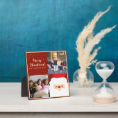 Rustic Red & Gold Kerstkerstkerstkerstman en famil Fotoplaat (Insitu)