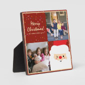 Rustic Red & Gold Kerstkerstkerstkerstman en famil Fotoplaat (Voorkant)