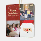 Rustic Red & Gold Kerstkerstkerstkerstman en famil Keramisch Ornament (Links)