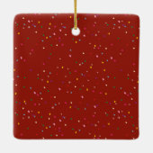 Rustic Red & Gold Kerstkerstkerstkerstman en famil Keramisch Ornament (Achterkant)