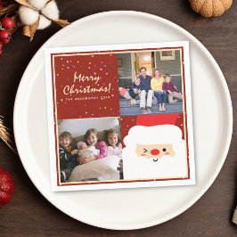 Rustic Red & Gold Kerstkerstkerstkerstman en famil Servet