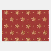 Rustic Red Gold Merry kerstsnowflake Inpakpapier Vel (Voorkant 2)