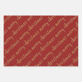 Rustic Red Gold Merry kerstsnowflake Inpakpapier Vel (Voorkant)