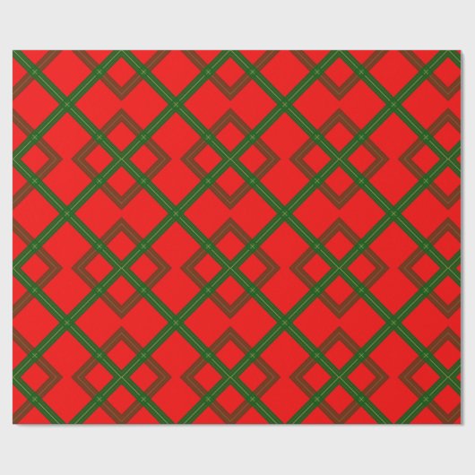Rustic Red, Green, and Brown Diamond Plaid Cadeaupapier (Vlak)