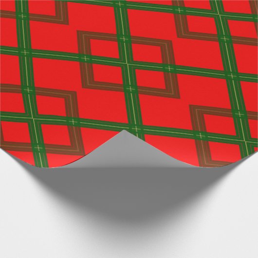 Rustic Red, Green, and Brown Diamond Plaid Cadeaupapier (Hoek)