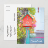 Rustic Red Green Birdhouse New Address Moving Briefkaart (Voorkant / Achterkant)