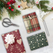 Rustic Red Green Holiday Christmas  Inpakpapier Vel