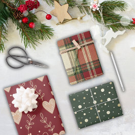 Rustic Red Green Holiday Christmas Inpakpapier Vel