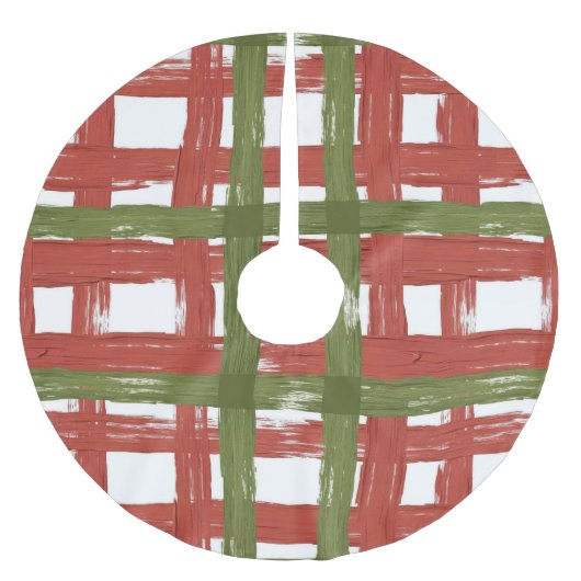 Rustic Red & Green on Winter White Kerstboom Rok (Voorkant)