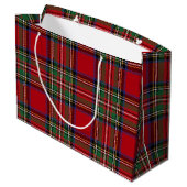 Rustic Red Green Plaid Classic Stewart Tartan Groot Cadeauzakje (Achterkant Gekanteld)