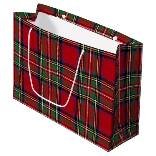 Rustic Red Green Plaid Classic Stewart Tartan Groot Cadeauzakje (Voorkant Gekanteld)