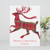 Rustic Red Green Plaid Deer Holiday Photo Card Feestdagenkaart (Staand voorkant)