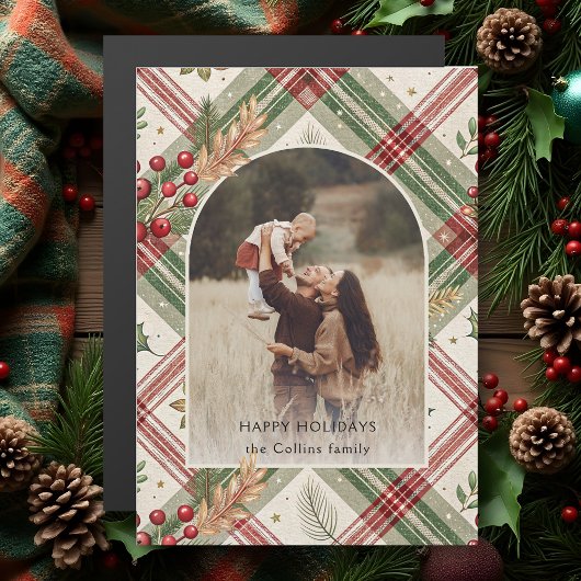 Rustic Red Green Plaid w/Holly Arch 1 Foto
