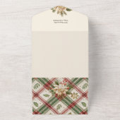 Rustic Red Green Plaid w/Holly Arch 1 Foto All In One Uitnodiging (Buitenkant)