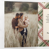 Rustic Red Green Plaid w/Holly Arch 1 Foto Drieluik Kaart (Binnenzijde eerst)