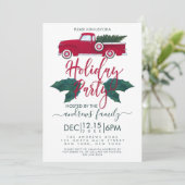 Rustic Red Green Truck laat feestdag achter Kaart (Staand voorkant)