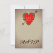 Rustic Red Heart Arrow Wedding RSVP-kaarten RSVP Kaartje (Achterkant)