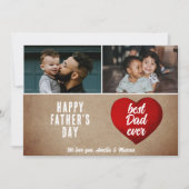 Rustic Red Heart Beste vader ooit papa 2 Foto Kaart (Voorkant)